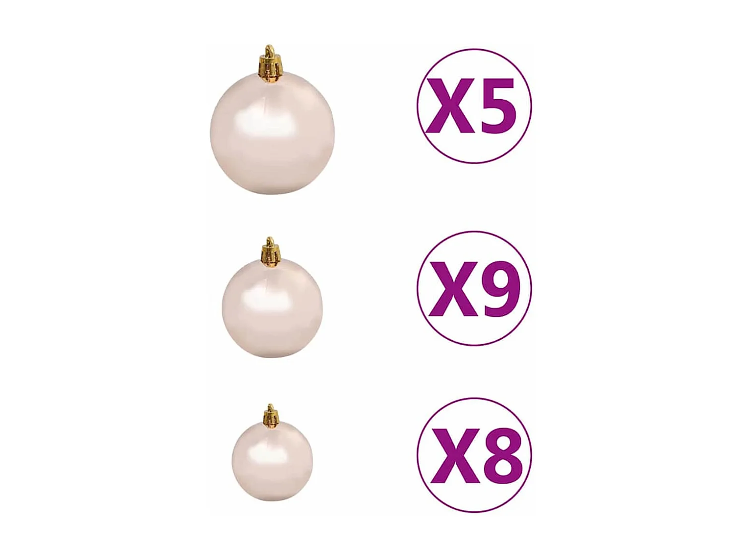 Albero di Natale artificiale preilluminato con set di palline 120 cm