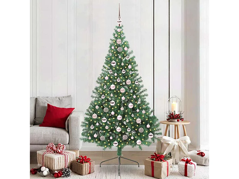 Sapin de Noël artificiel pré-éclairé Vert 210 cm PVC