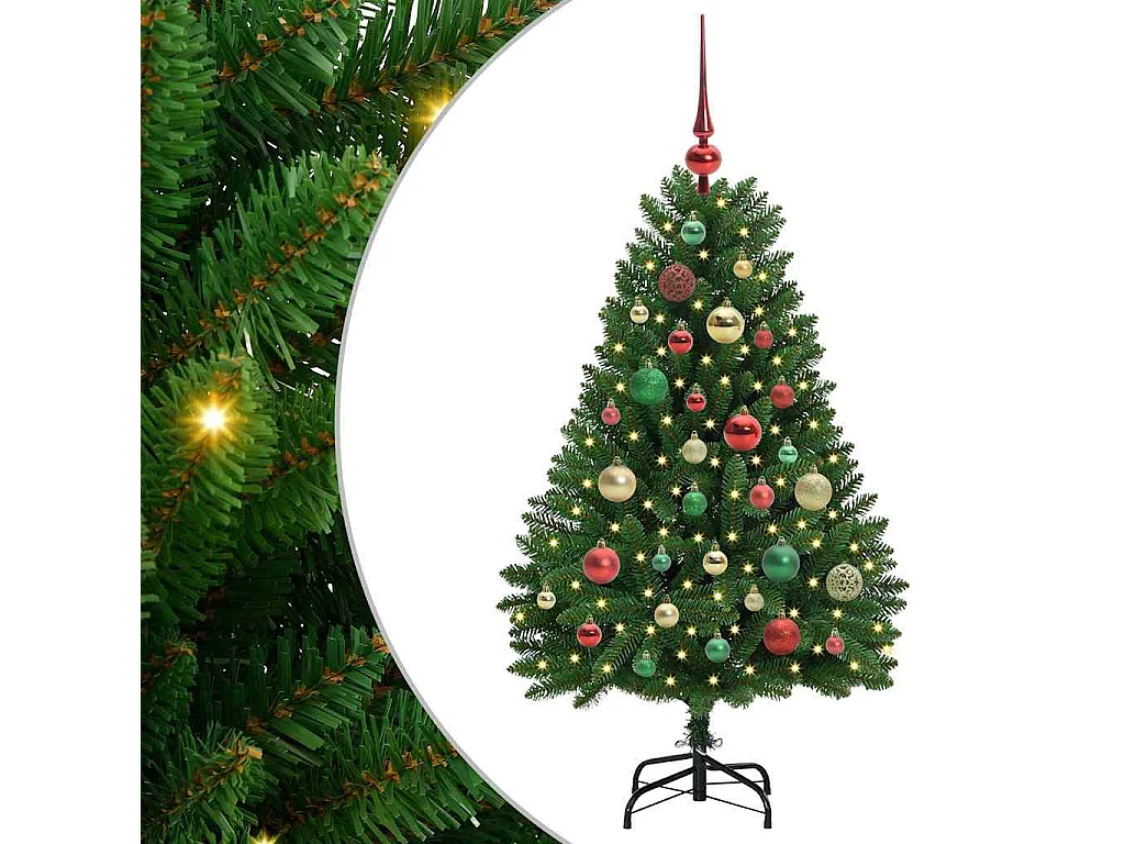 Sapin de Noël artificiel avec 150 LED Vert 120 cm PVC et métal
