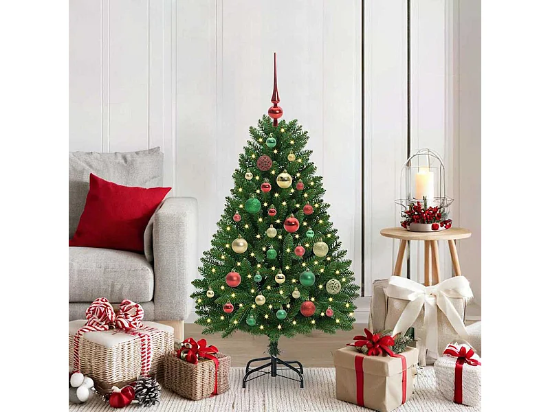 Sapin de Noël artificiel avec 150 LED Vert 120 cm PVC et métal