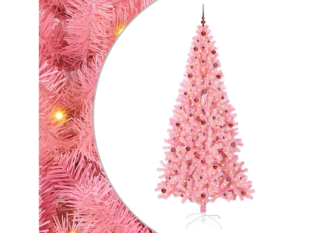 Sapin de Noël avec 300 LED avec support Rose 240 cm PVC