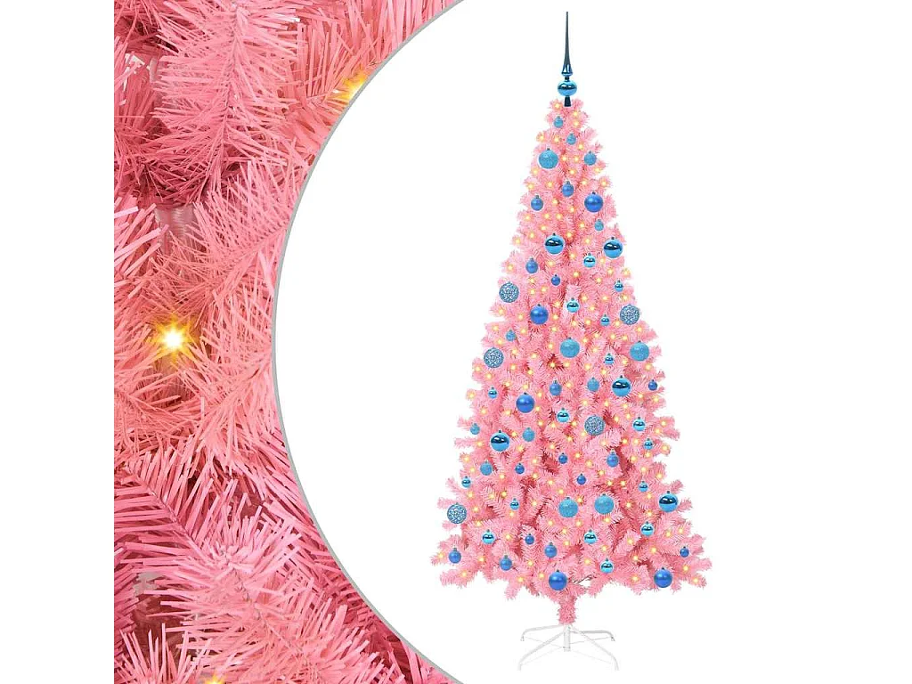 Kerstboom met 300 LED's met standaard Roze 180 cm PVC