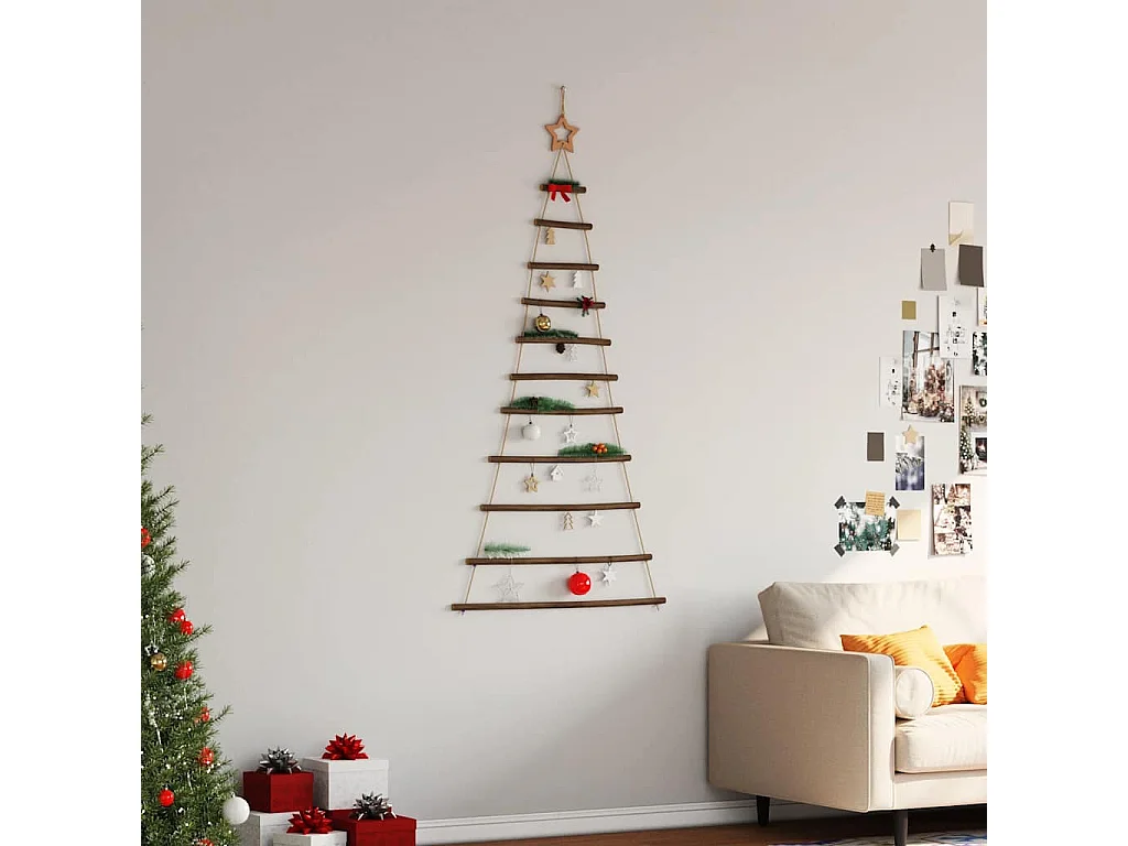 Sapin de Noël suspendu avec étoile supérieure 74 x 150 cm Branche naturelle