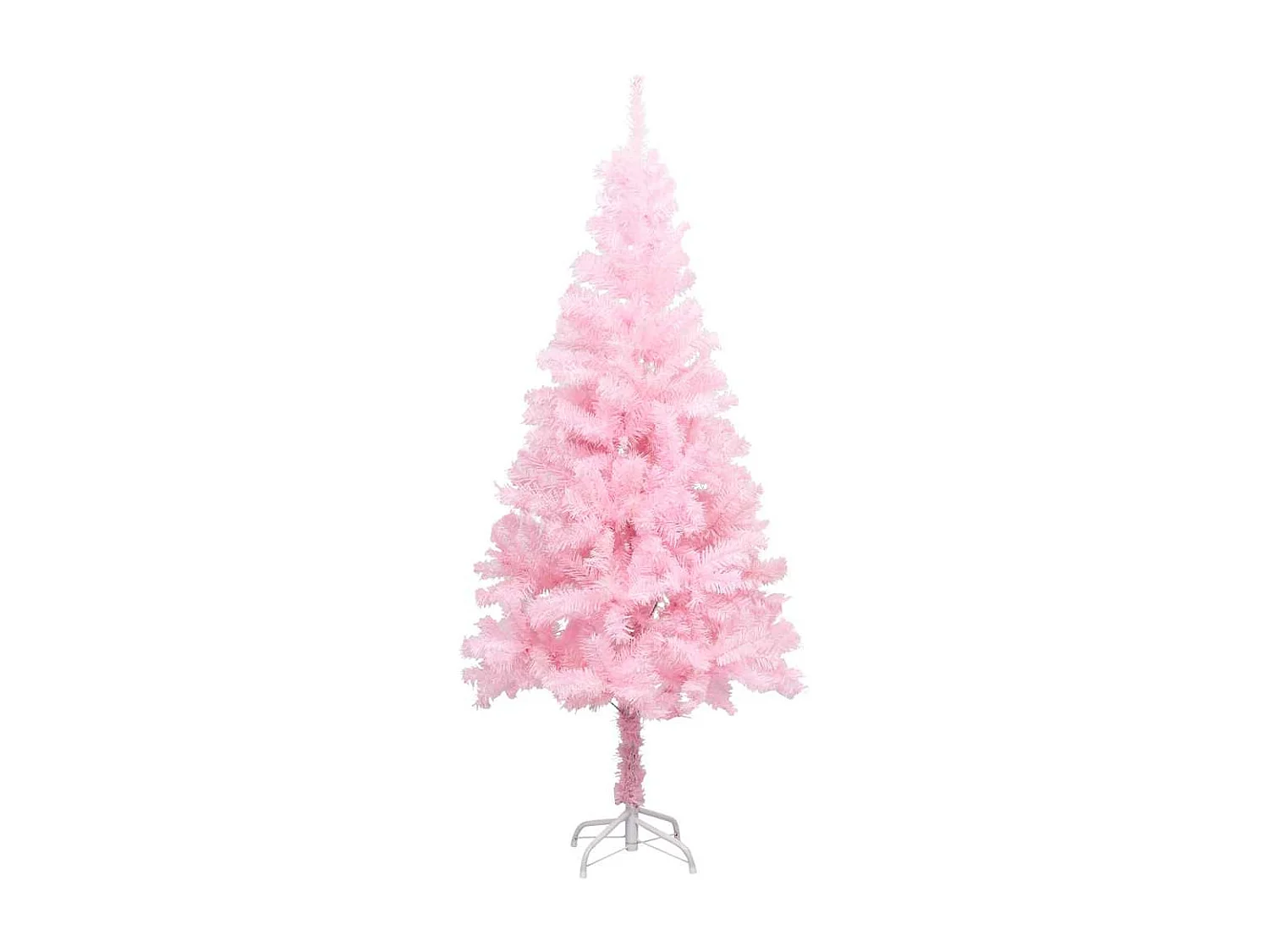 Albero di Natale artificiale preilluminato con palline rosa 150 cm PVC