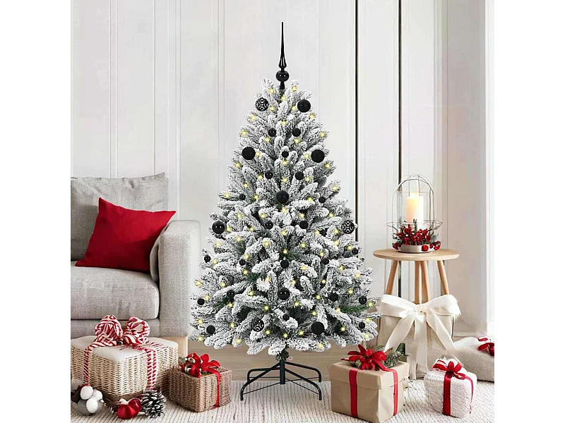 Sapin de Noël artificiel Vert et blanc 150 cm PVC et métal