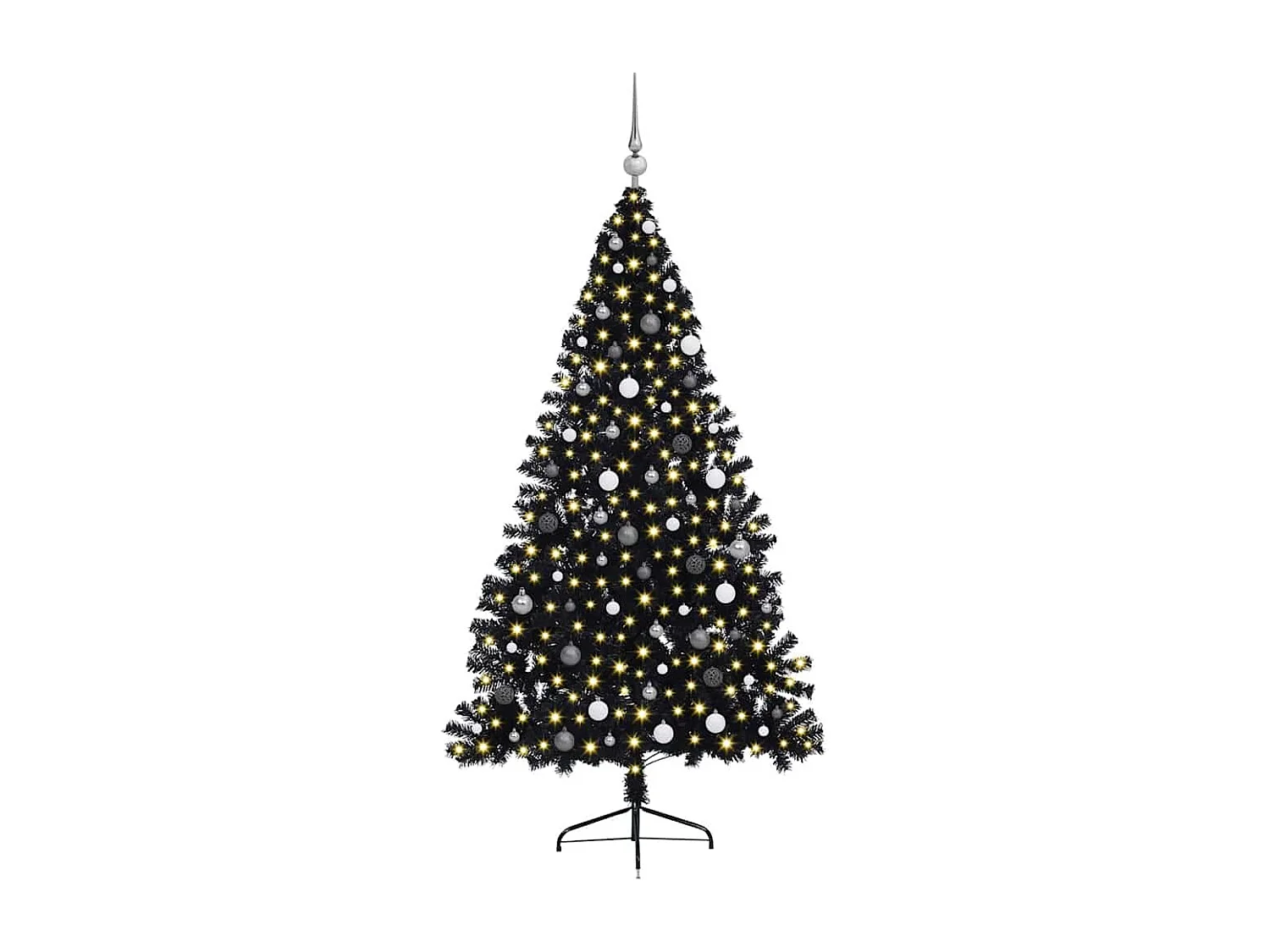 Sapin de Noël artificiel pré-éclairé Noir 210 cm PVC