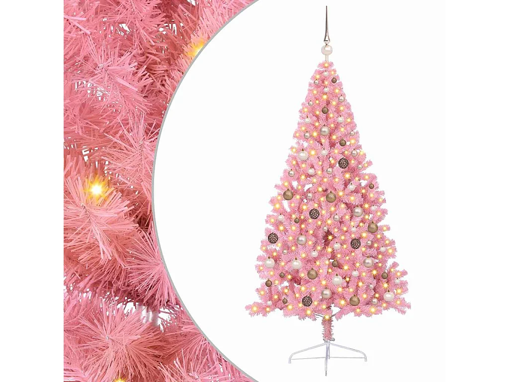 Sapin de Noël artificiel pré-éclairé Rose 210 cm PVC
