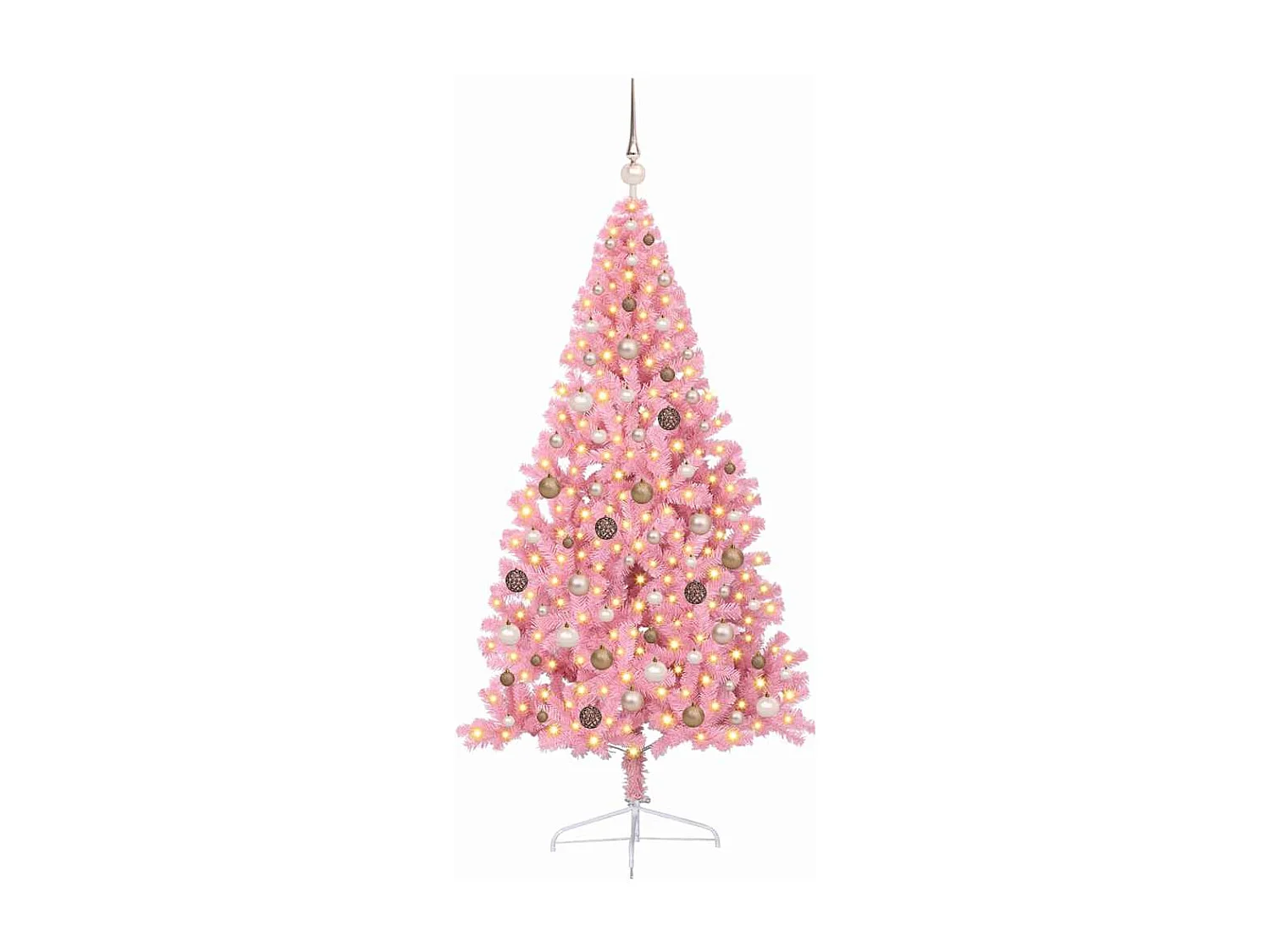 Sapin de Noël artificiel pré-éclairé Rose 210 cm PVC