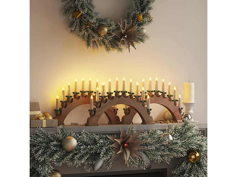 Arche de Bougies de Noël avec 10 Bougies LED 3 pcs Marron