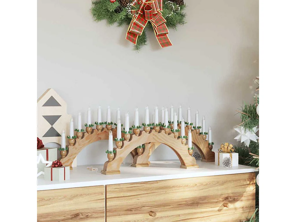 Arche de Bougies de Noël avec 10 Bougies LED 3 pcs Marron