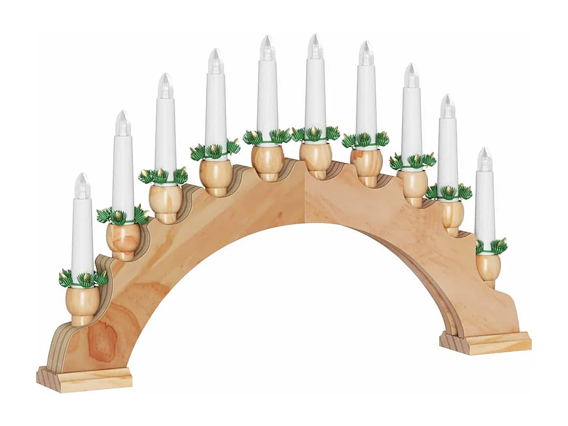 Arche de Bougies de Noël avec 10 Bougies LED 3 pcs Marron