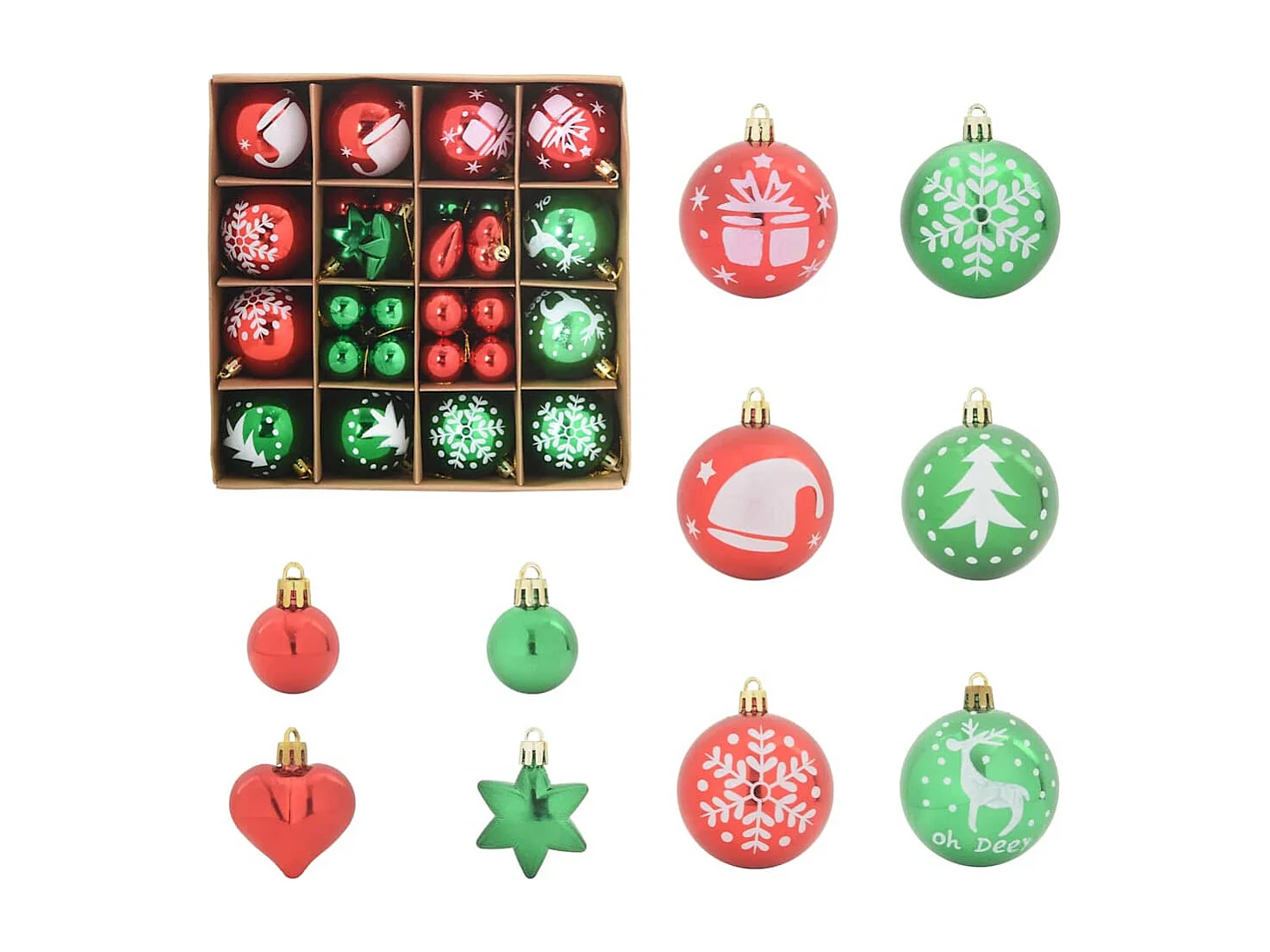 Ensemble de Boules de Noël 40 pcs Rouge et vert