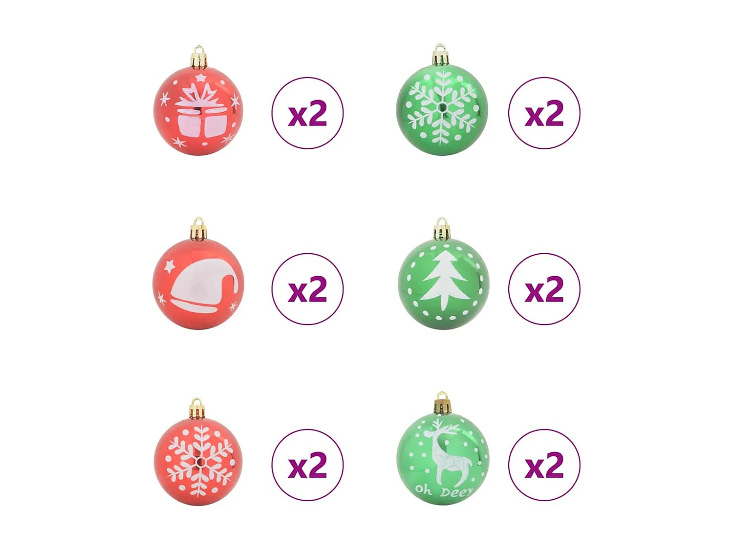 Ensemble de Boules de Noël 40 pcs Rouge et vert