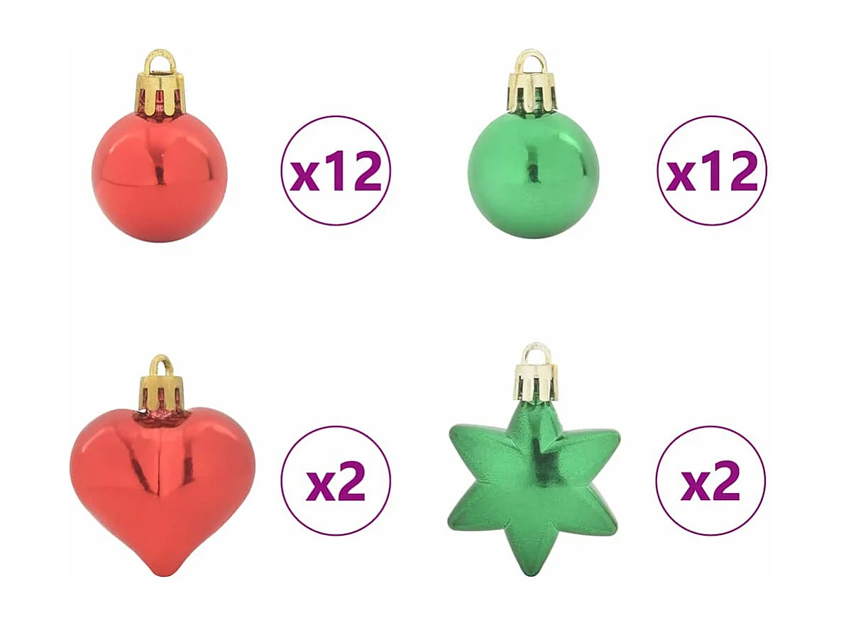 Ensemble de Boules de Noël 40 pcs Rouge et vert