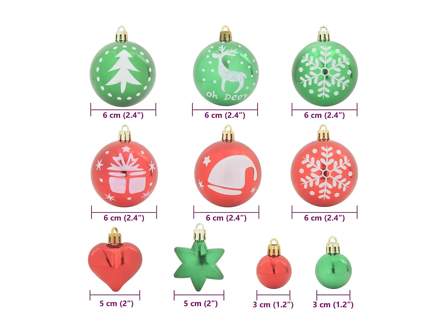 Ensemble de Boules de Noël 40 pcs Rouge et vert