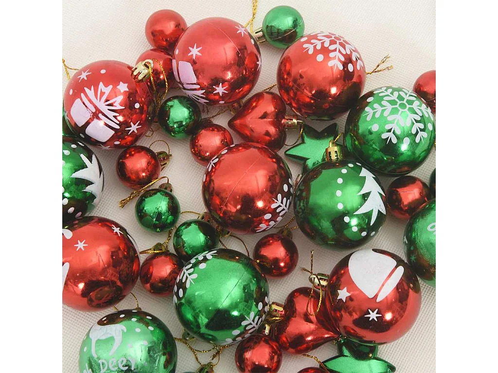 Ensemble de Boules de Noël 40 pcs Rouge et vert