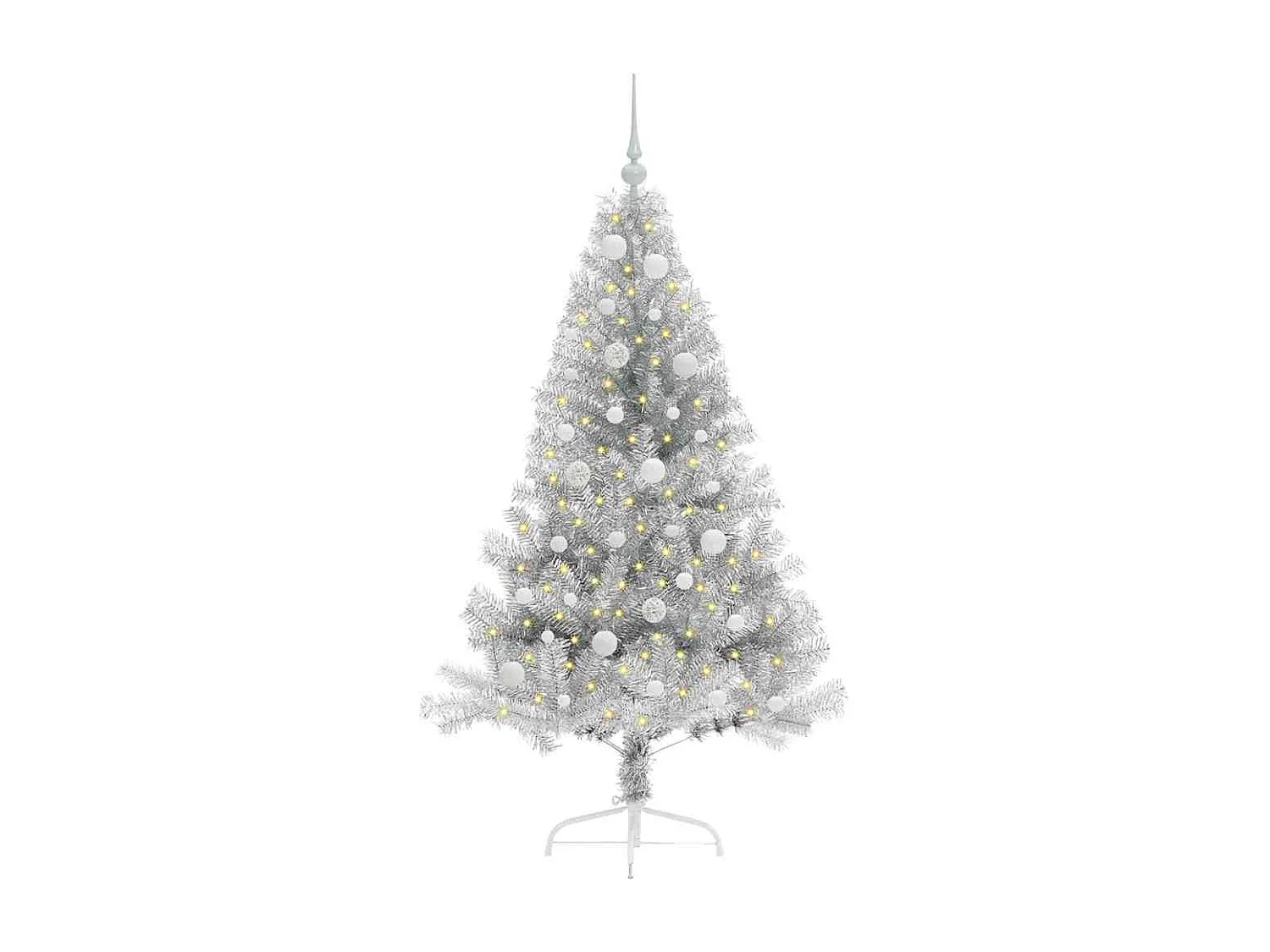 Beleuchteter künstlicher Weihnachtsbaum Silber 150cm PET