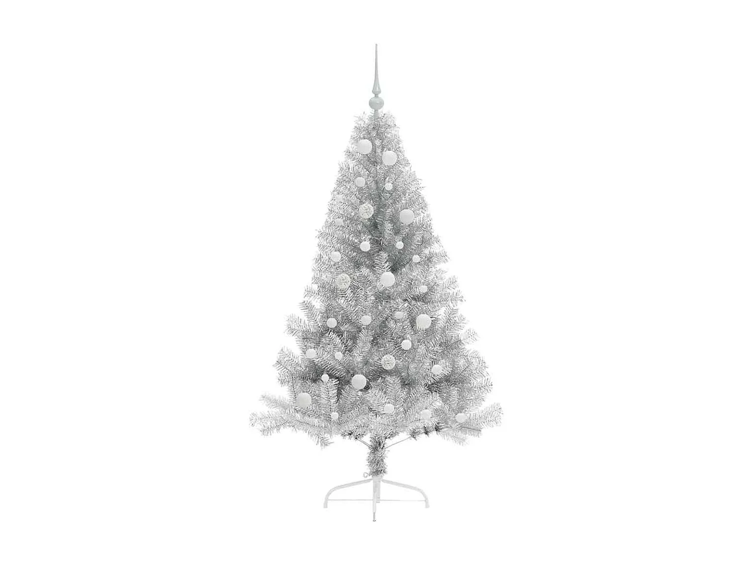 Beleuchteter künstlicher Weihnachtsbaum Silber 150cm PET