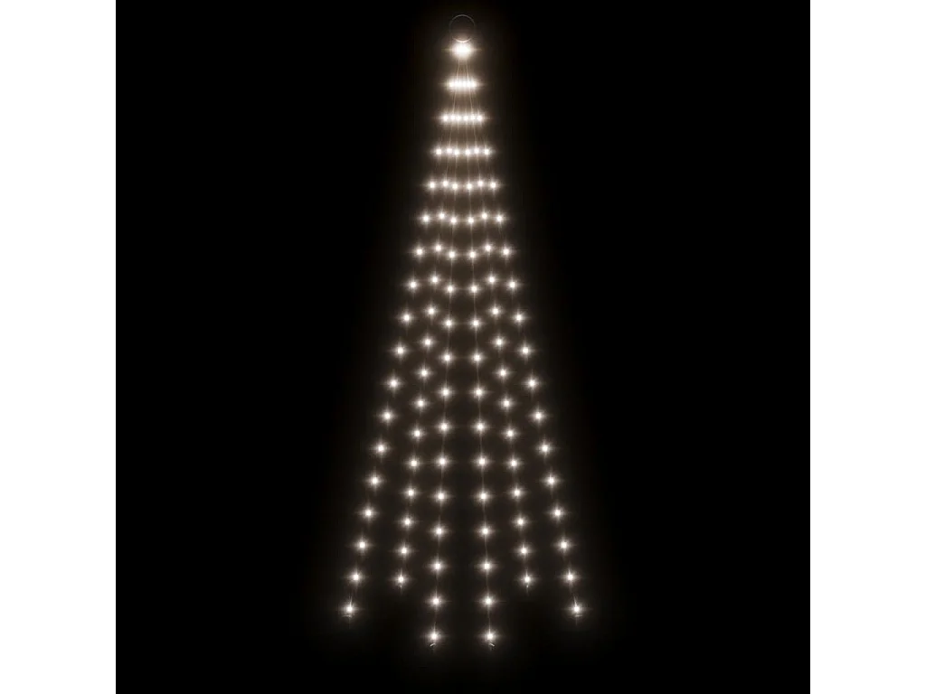 Kerstboom op vlaggenmast 108 LED's Koud wit 180 cm