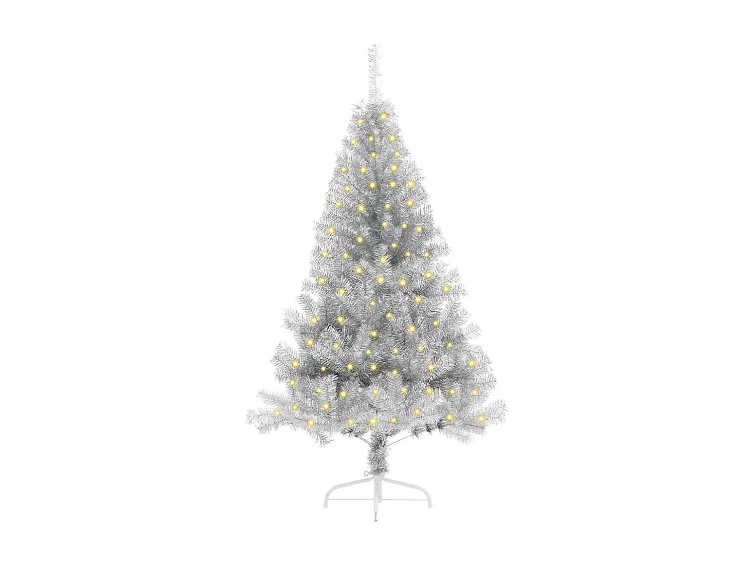 Voorverlichte kunstkerstboom zilver 120cm PET