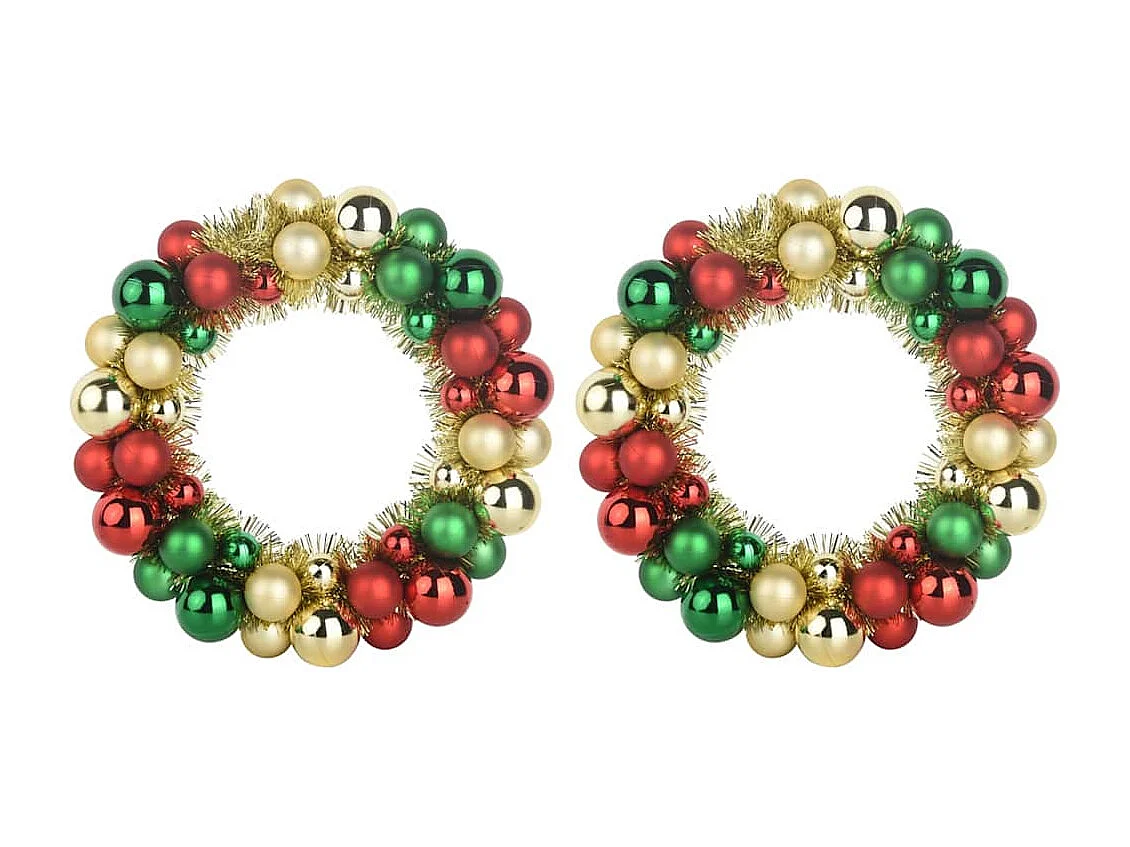Couronnes de Boules de Noël 2 pcs Multicolore 33 x 33 x 7 cm