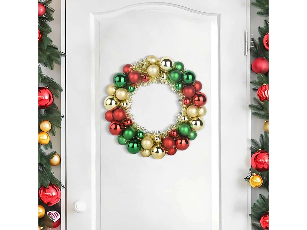 Couronnes de Boules de Noël 2 pcs Multicolore 33 x 33 x 7 cm