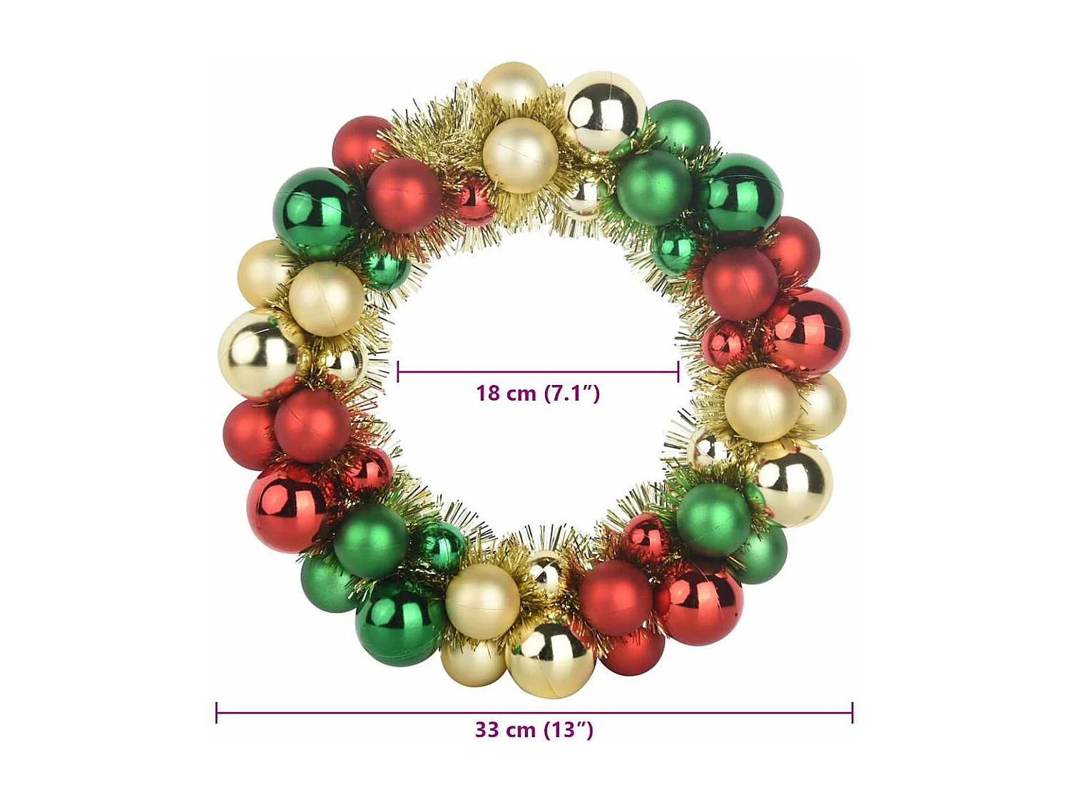 Couronnes de Boules de Noël 2 pcs Multicolore 33 x 33 x 7 cm