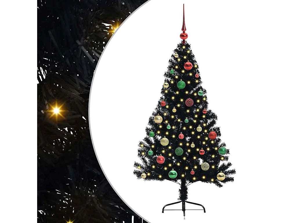 Albero di Natale artificiale preilluminato nero 150 cm in PVC
