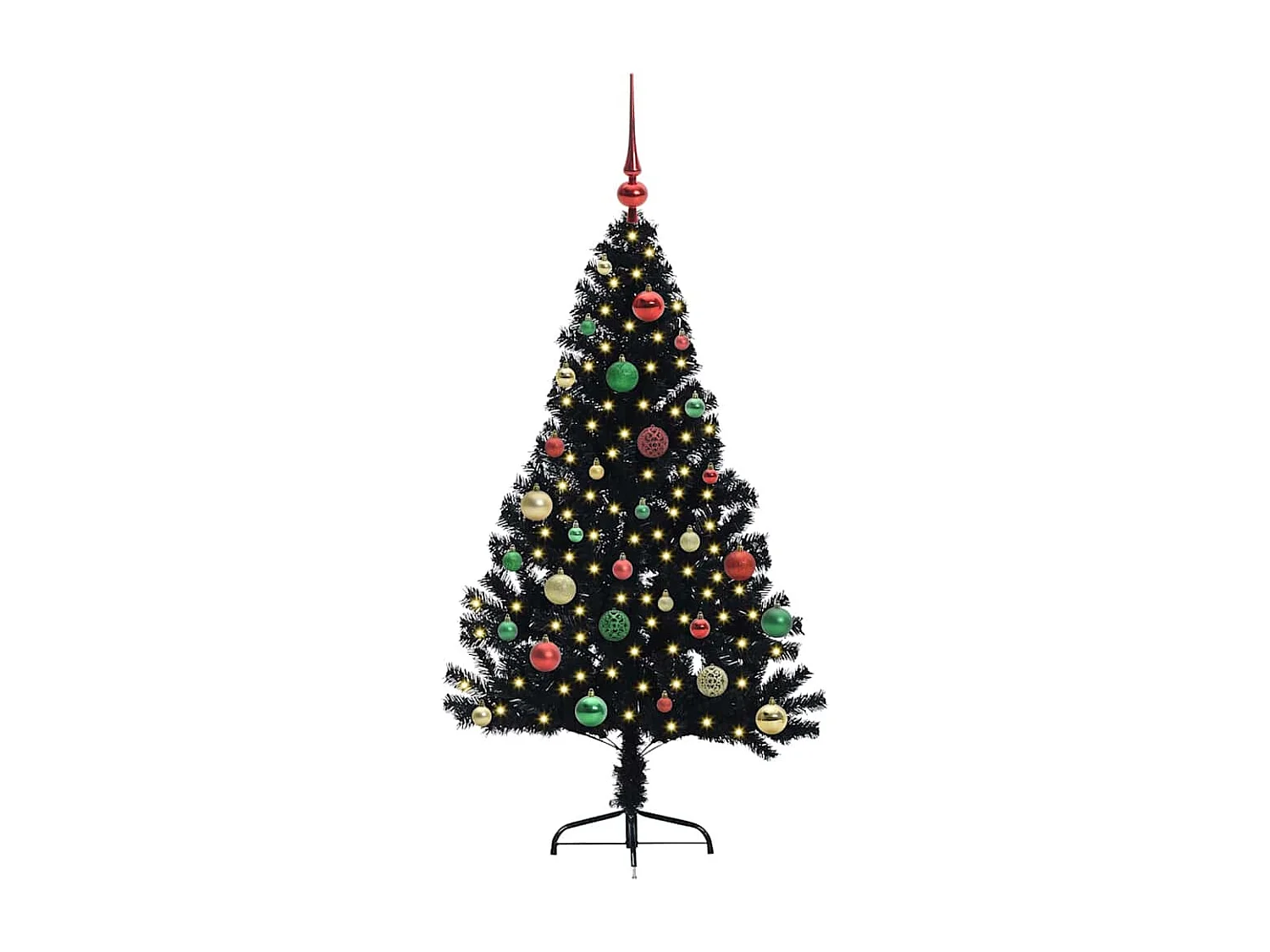 Albero di Natale artificiale preilluminato nero 150 cm in PVC
