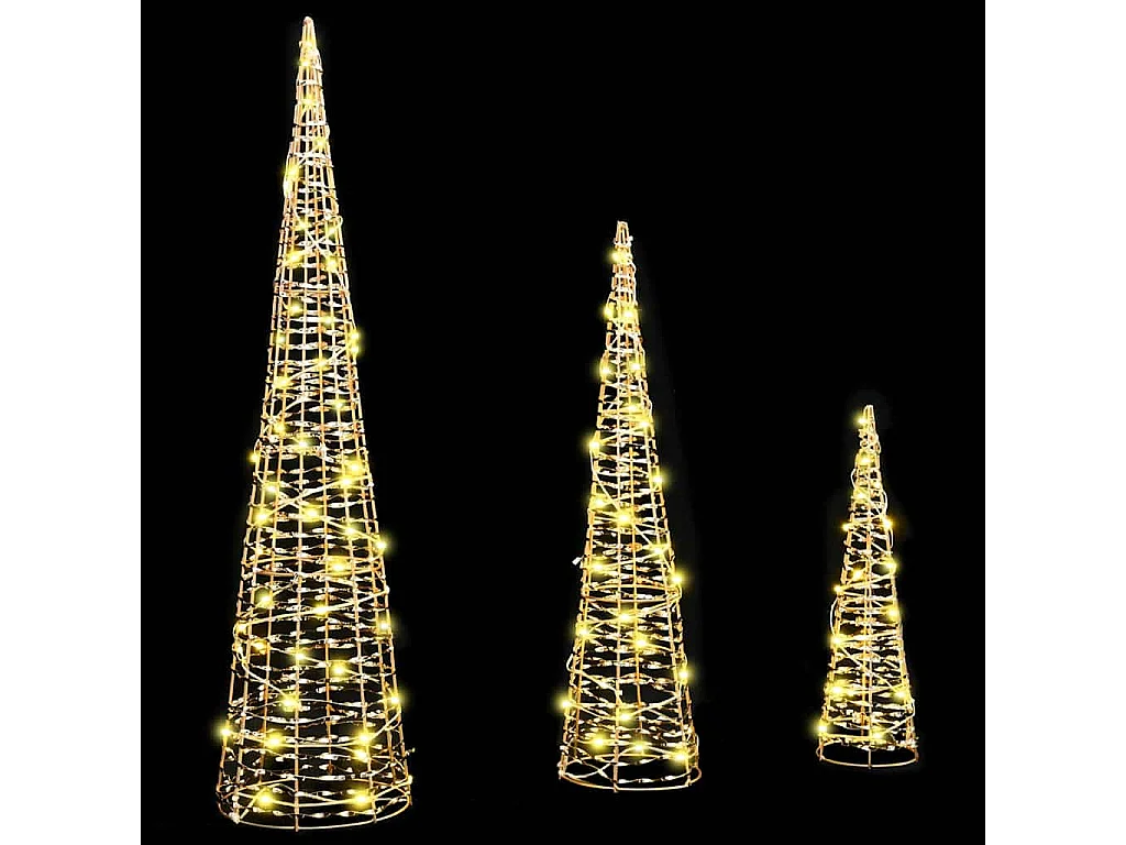 Sapin de Noël avec 90 LED 3 pcs Blanc chaud 20 x 20 x 80 cm PET