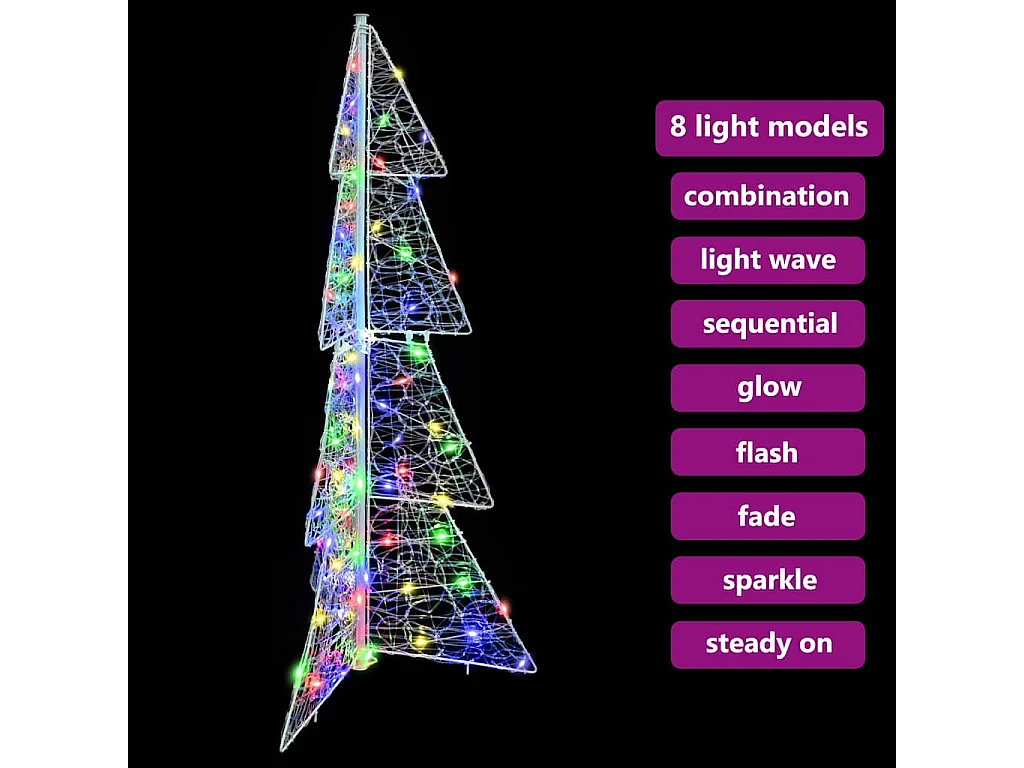 Sapin de Noël avec 100 LED Multicolore 120 cm Acrylique
