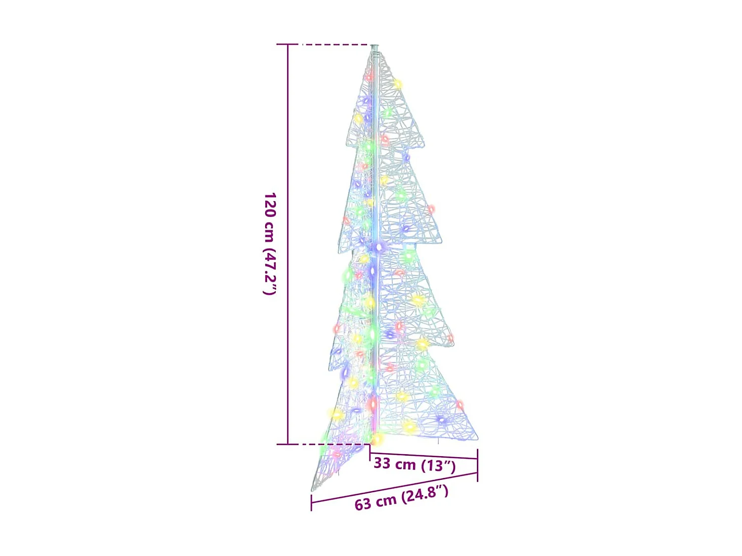Sapin de Noël avec 100 LED Multicolore 120 cm Acrylique