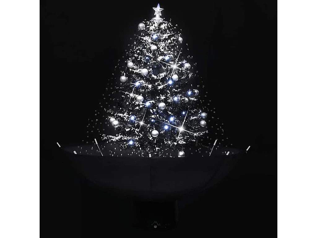 Albero di Natale innevato con base a ombrellone nero 75 cm in PVC