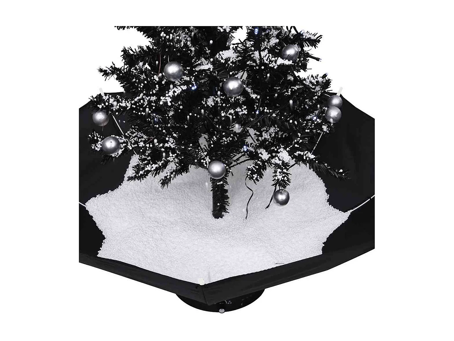 Arbre de Noël neigeux avec base de parapluie Noir 75 cm PVC