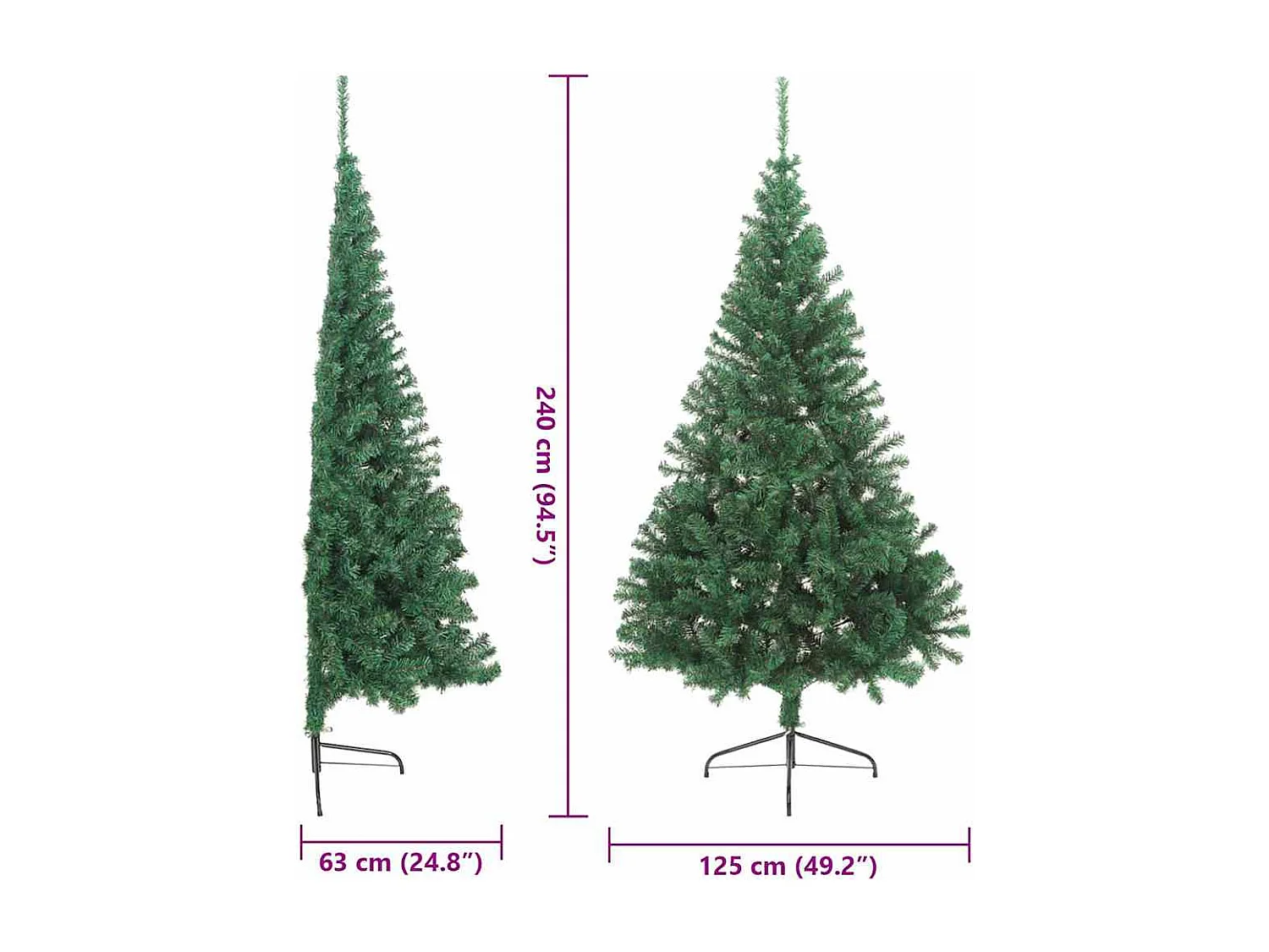 Künstlicher Weihnachtsbaum mit Beleuchtung, Grün, 240 cm, PVC