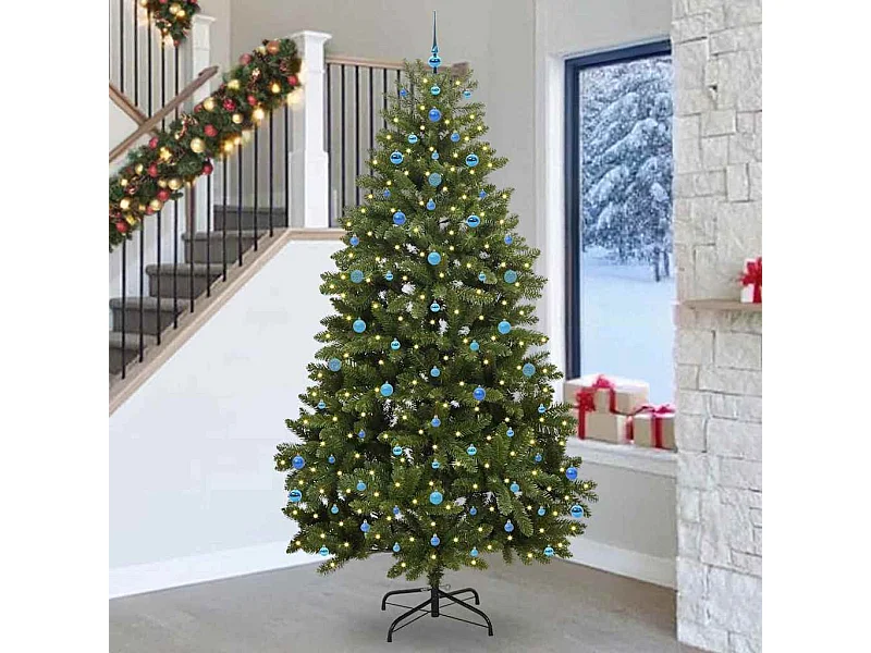 Sapin de Noël artificiel avec 300 LED Vert 270 cm PVC et métal