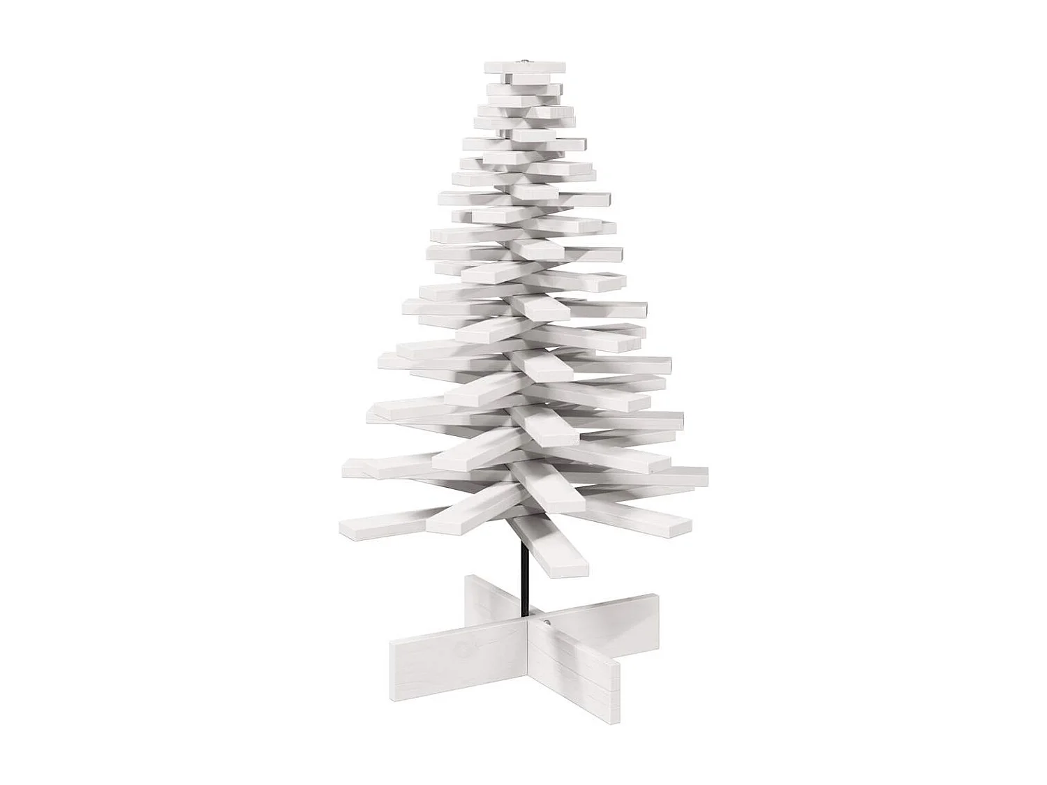 Albero di Natale in legno per decorazione bianco 100 cm pino massiccio