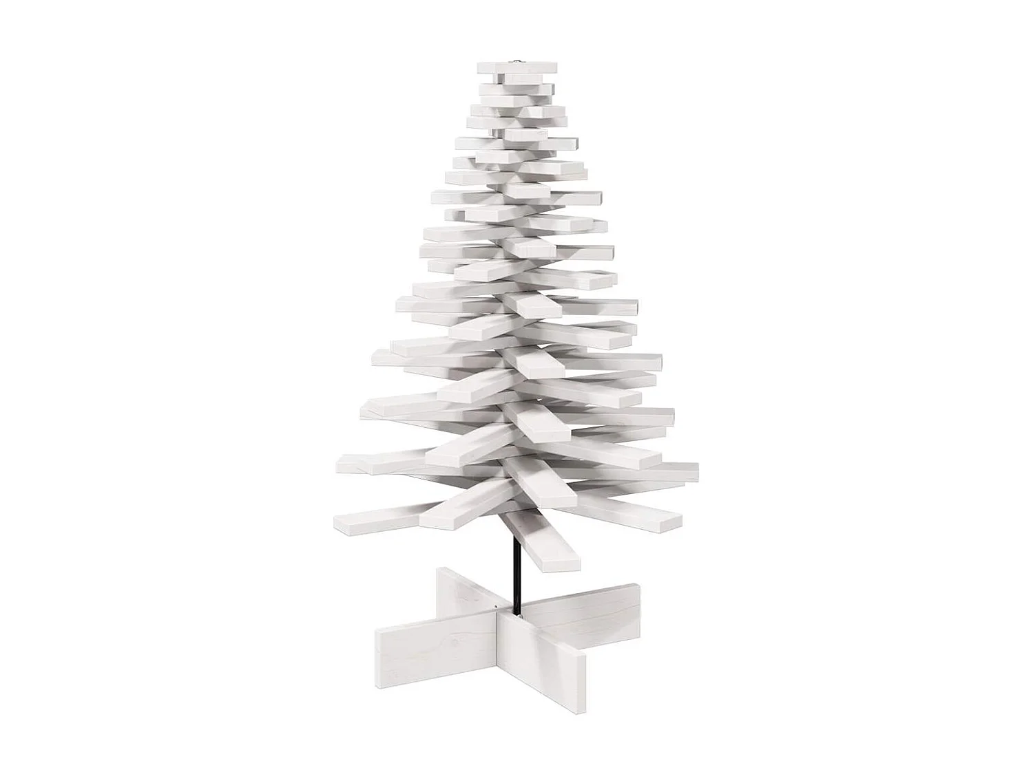 Albero di Natale in legno per decorazione bianco 100 cm pino massiccio