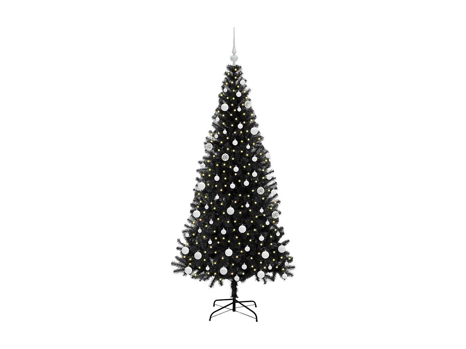 Sapin de Noël avec 300 LED avec support Noir 180 cm PVC