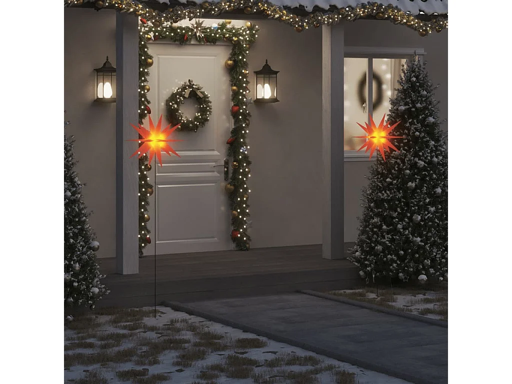 Kerstverlichting met palen 3 stuks LED buigbaar rood 57cm