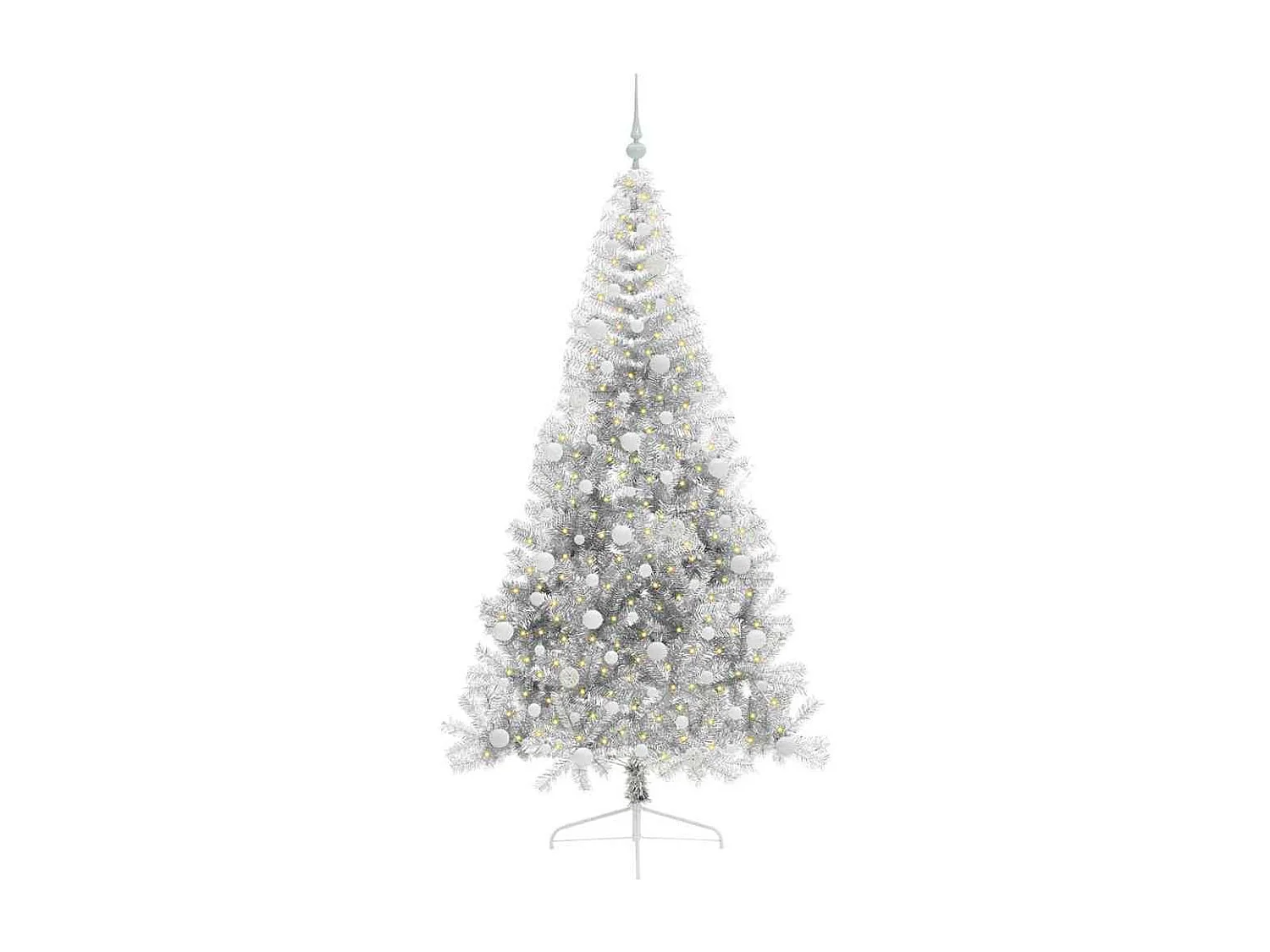 Sapin de Noël artificiel pré-éclairé Argent 210 cm PET