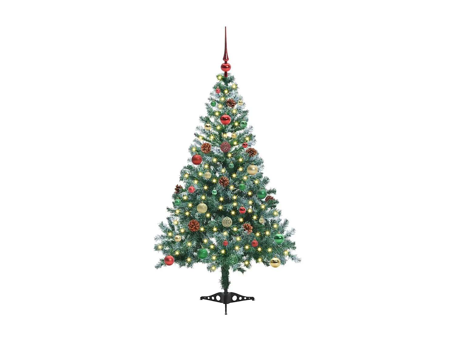 Künstlicher Weihnachtsbaum mit 150 LEDs Grün 150 cm PVC und Stahl