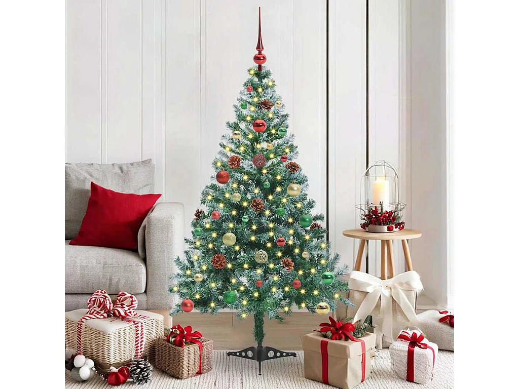 Albero di Natale artificiale con 150 LED Verde 150 cm PVC e Acciaio