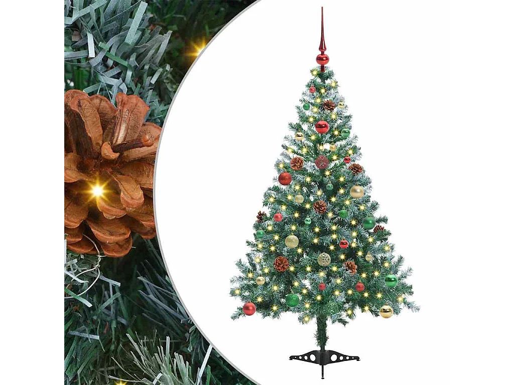 Albero di Natale artificiale con 150 LED Verde 150 cm PVC e Acciaio