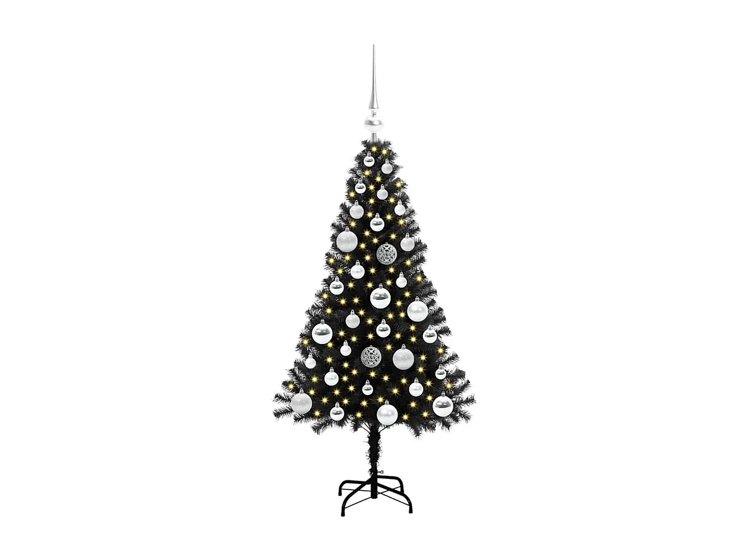Sapin de Noël avec 150 LED avec support Noir 120 cm PVC