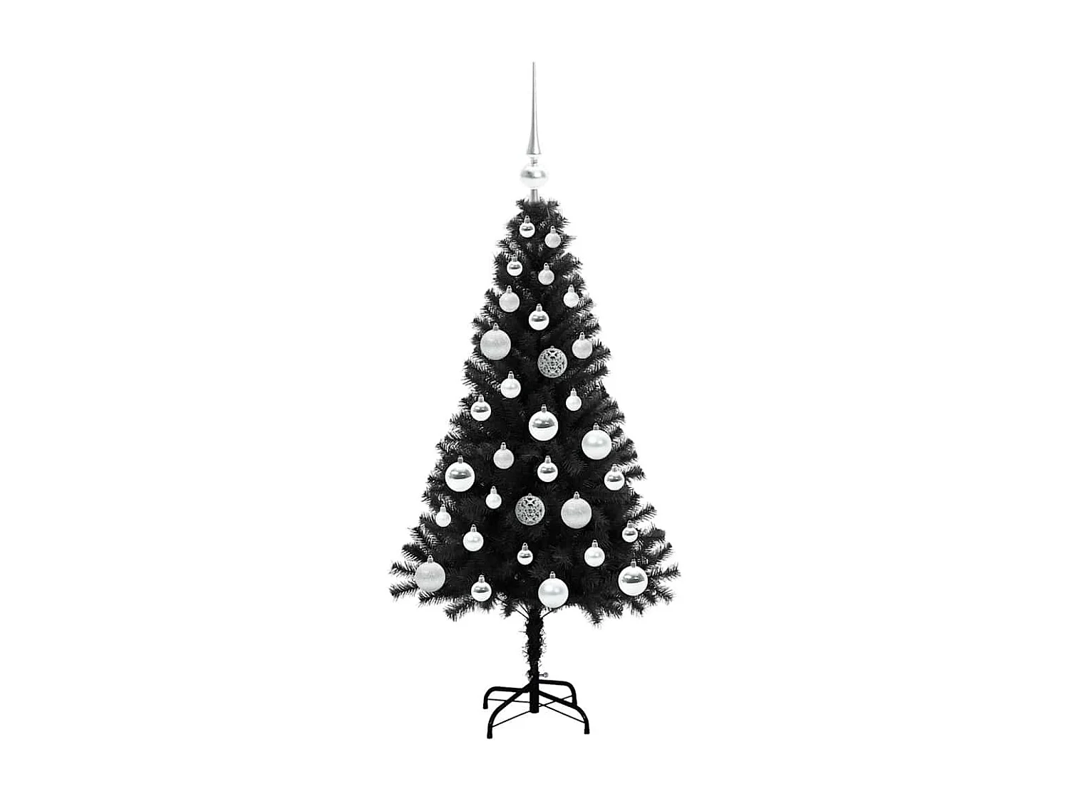Sapin de Noël avec 150 LED avec support Noir 120 cm PVC
