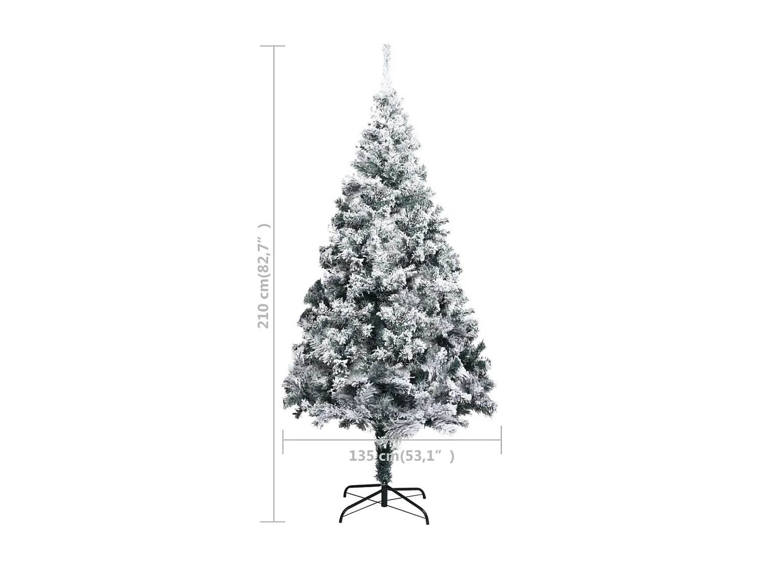 Albero di Natale artificiale con neve verde floccata 210 cm PVC