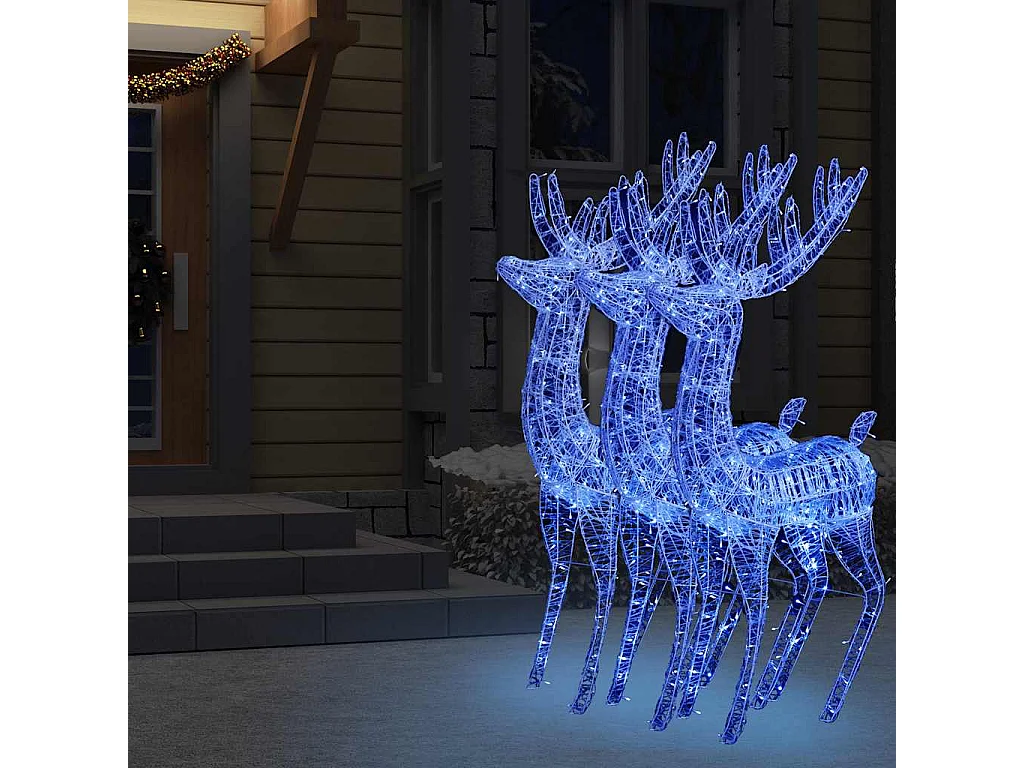 Rennes de Noël XXL Acrylique 250 LED 3 pcs 180 cm Bleu