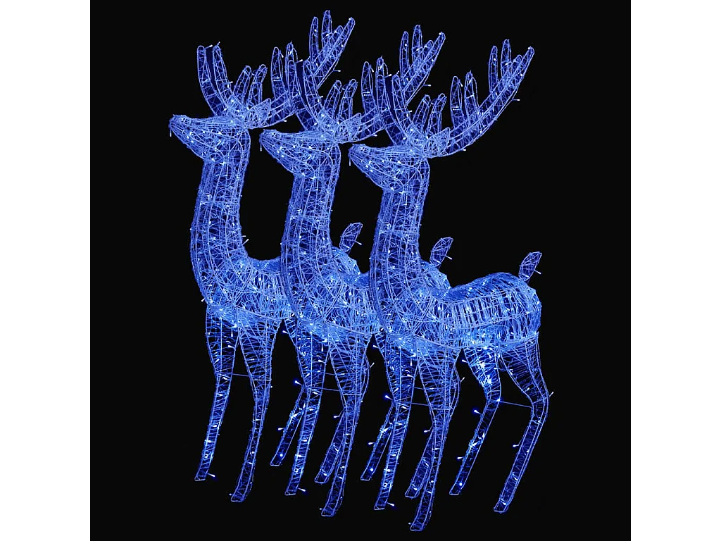 Weihnachts-Rentier XXL Acryl 250 LED 3 Stk. 180 cm Blau