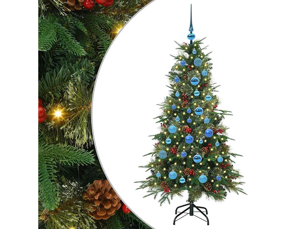 Albero di Natale artificiale con rami incernierati verde 150 cm